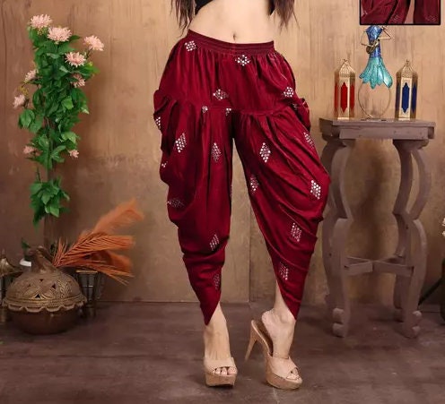 Women's Rayon Pants patiala pants, Plazzo Pants, Trousers, Harem Dhoti Pant, Bottomwear Indian Women Pants, Trouser for Women, Women Dhoti