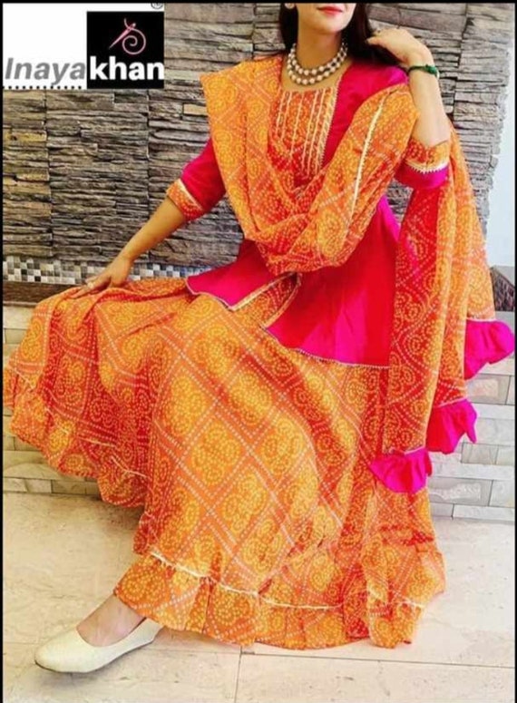 Aradhna present Bandhani Vol 3 Long gown style kurti collection wholesaler