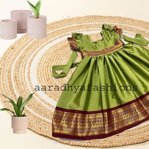 Indian Pattu Silk Frock, Party Dress for Baby Girl