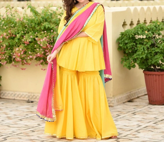 Yellow kurti party wear Clearance