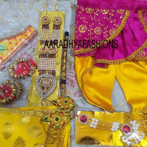 Belle robe indienne traditionnelle Krishna pour enfants, robe Kanha, Dhoti en satin pour enfants, pantalon Kurta, robes indiennes pour enfants, robe Kanha