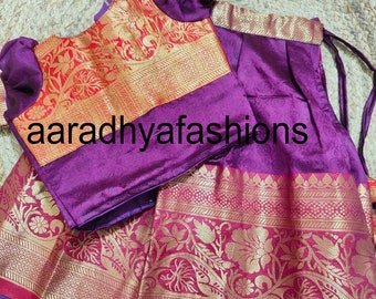 Purple Silk Lehenga Choli for Baby Girl, Indian Dress