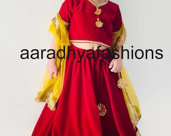 Red Velvet Lehenga, Ethnic Indian Dress, Baby Girl Salwar Suit