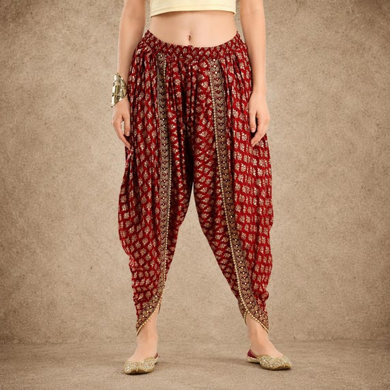dhoti style dresses for ladies Rayon Pants, Elastic Waist, Indian Bottomwear chest of drawer