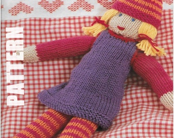 Knitted Doll, Knitting Pattern, Rag Doll, PDF Instant Download, Vintage Pattern