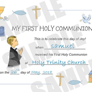 Certificate, First Communion, Kids Certificate, PDF Download, Print Your Own Certificate, Instant Download, Blank fields to fill in yourself image 4