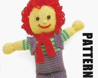 Knitted Doll, Knitting Pattern, Rag Doll, Happy Harry, PDF Instant Download, Vintage Pattern