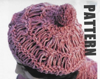 Beret and Scarf Set, Vintage Knitting Pattern, Knitted Scarf, Knitted Hat, PDF Instant Download