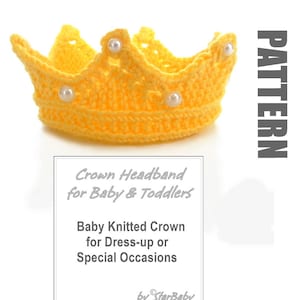 Crown Headband, Knitting Pattern, Baby and Toddler, PDF Instant Download, Crown image 1