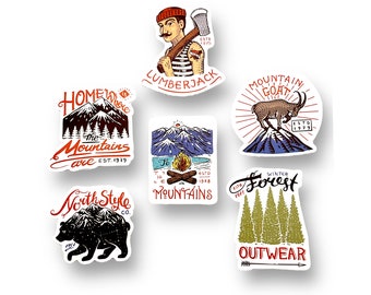 Mountain Adventures, Outdoor sticker, Mountain stickers, Water bottle sticker, Laptop sticker, Stickers, Lumber Jack, Journal sticker, Vinyl