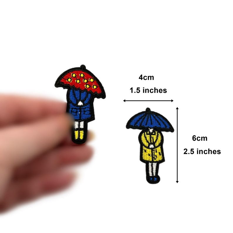 Under the Umbrella, Iron on Patches, Umbrella Patch Set, Embroidery