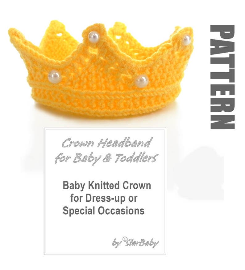 Crown Headband, Knitting Pattern, Baby and Toddler, PDF Instant Download, Crown image 1