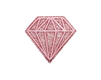 Diamond patch, Iron on, Diamond, Pink Diamond, Glitter diamond, Glitter patch, Embroidery patch, Pink patch, sewing patch, Glitter