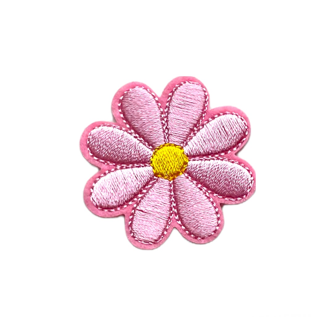 Flower Patch, Daisy, Sewing Patch, Embroidery Patch, Iron On, Pink