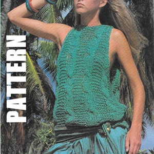 Sleeveless Summer Top, Knitting Pattern, PDF Instant Download, Vintage Ladies Summer Top, Ribbon Top image 1