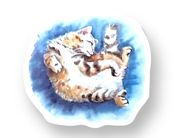 Cat Playing, Laptop sticker, Cat Sticker, Tabby Cat, Water bottle sticker, Vinyl sticker, Cat, Sticker, Scrapbook sticker