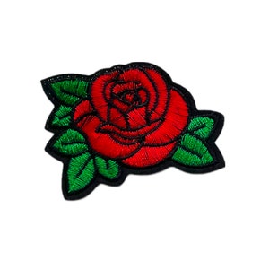 ELLU Coppia di Toppe di Rose Nere Iron Sew On Jacket T Shirt Jeans Flower Patch Badge