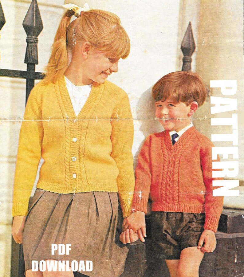 Raglan Cardigan Child's Vintage Knitting Pattern Etsy