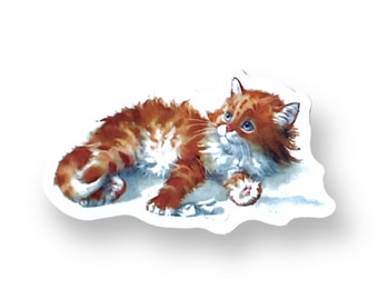 Fluffy Cat, Laptop sticker, Cat Sticker, Water bottle sticker, Ginger Cat, Vinyl sticker, Cat, Sticker, Scrapbook sticker