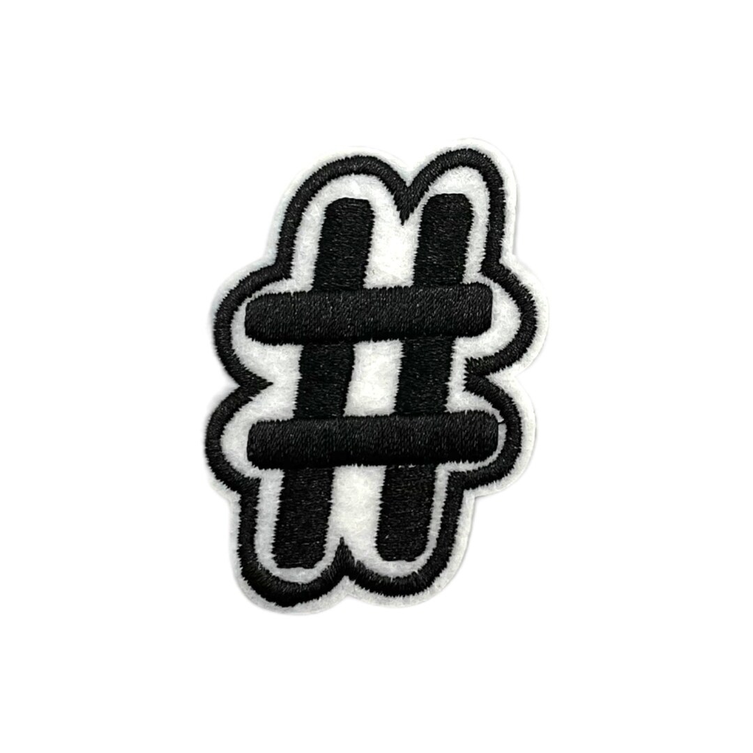 Hashtag, , Iron on Patch, Embroidery Patch, Hashtag Sign, Embroidered
