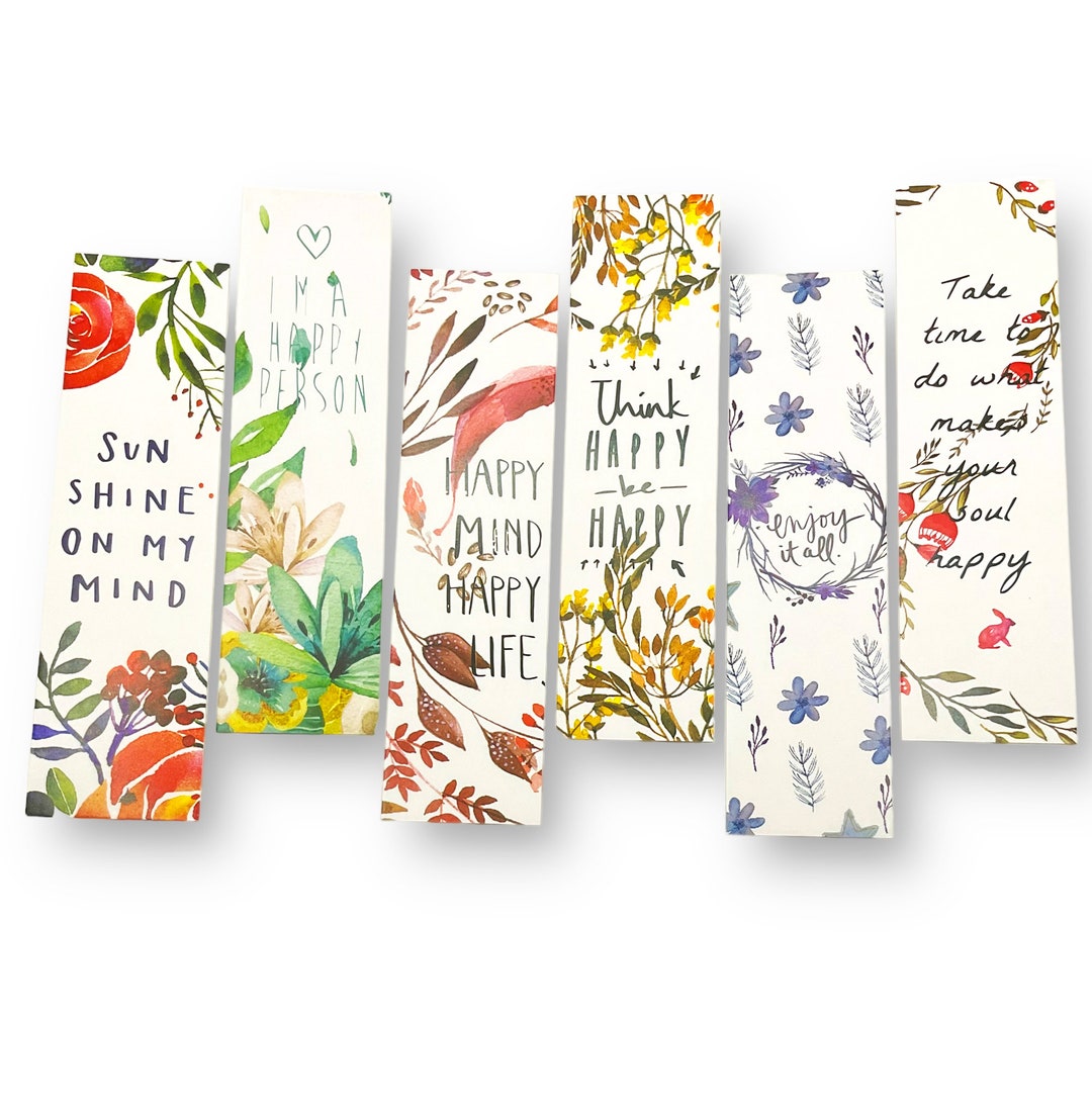 Happy Bookmarks, Bookmark, Set of 6 Bookmarks, Happy Themed Bookmarks