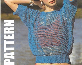 Cotton Summer Top, Fast Knit, Knitting Pattern, PDF Instant Download, Vintage Fashion, Summer Top