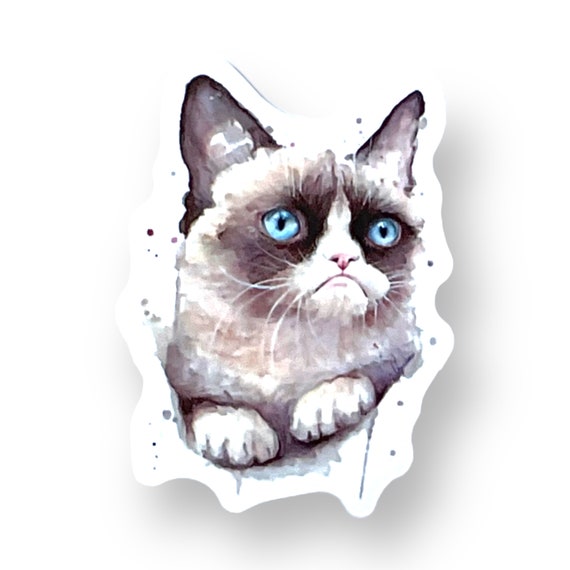 Grumpy Cat, Laptop Sticker, Cat Sticker, Angry Cat, Water Bottle Sticker,  Vinyl Sticker, Cat, Sticker, Scrapbook Sticker, Paint Effect - Etsy