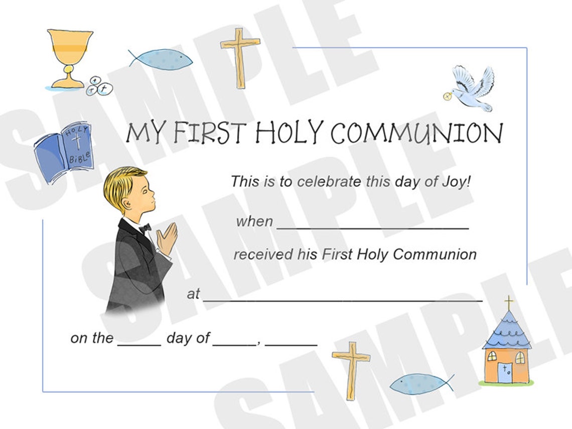 Certificate First Communion Kids Certificate PDF Download Etsy Certificate First Communion Kids Certificate PDF Download Etsy