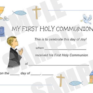 Certificate, First Communion, Kids Certificate, PDF Download, Print Your Own Certificate, Instant Download, Blank fields to fill in yourself image 5