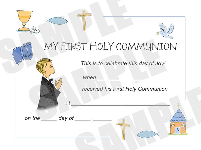 Certificate, First Communion, Kids Certificate, PDF Download, Print Your Own Certificate, Instant Download, Blank fields to fill in yourself image 5