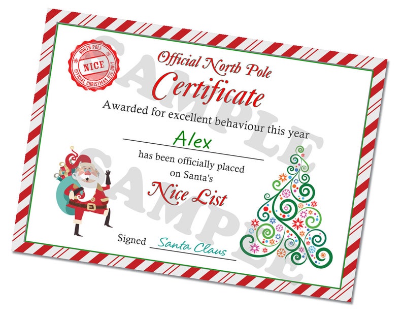 Christmas Certificate, Nice List, Kids Certificate, Christmas Award