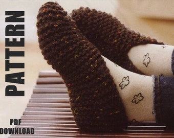 Slipper Socks, Ladies Slippers, Knitting Pattern, Ladies Basic Slipper, PDF Instant Download, Lounge Slippers