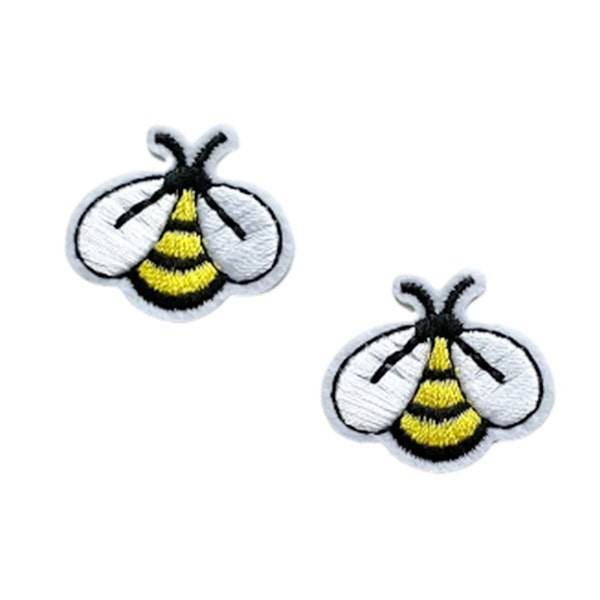 Tiny Bee, Iron on, Applique patch, Bee, Embroidery patch, Bee patch, Embroidered Bee, sewing patch, Set of 2, Little Bees