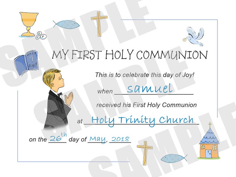 Certificate, First Communion, Kids Certificate, PDF Download, Print Your Own Certificate, Instant Download, Blank fields to fill in yourself image 4