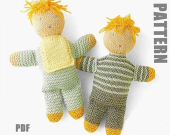 Hand knit Dolls, Knitting Pattern, Rag Dolls, Tiny Tots, PDF Instant Download, Vintage Pattern