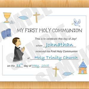 Certificate, First Communion, Kids Certificate, PDF Download, Print Your Own Certificate, Instant Download, Blank fields to fill in yourself image 2