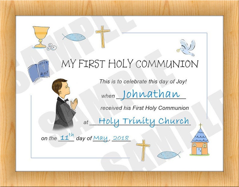 Certificate, First Communion, Kids Certificate, PDF Download, Print Your Own Certificate, Instant Download, Blank fields to fill in yourself image 2