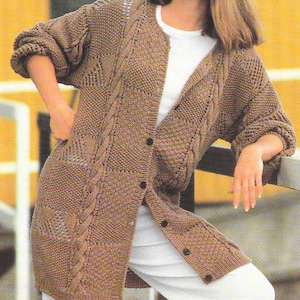Knitted Long Coat, Knitting Pattern, PDF Instant Download, Vintage ...