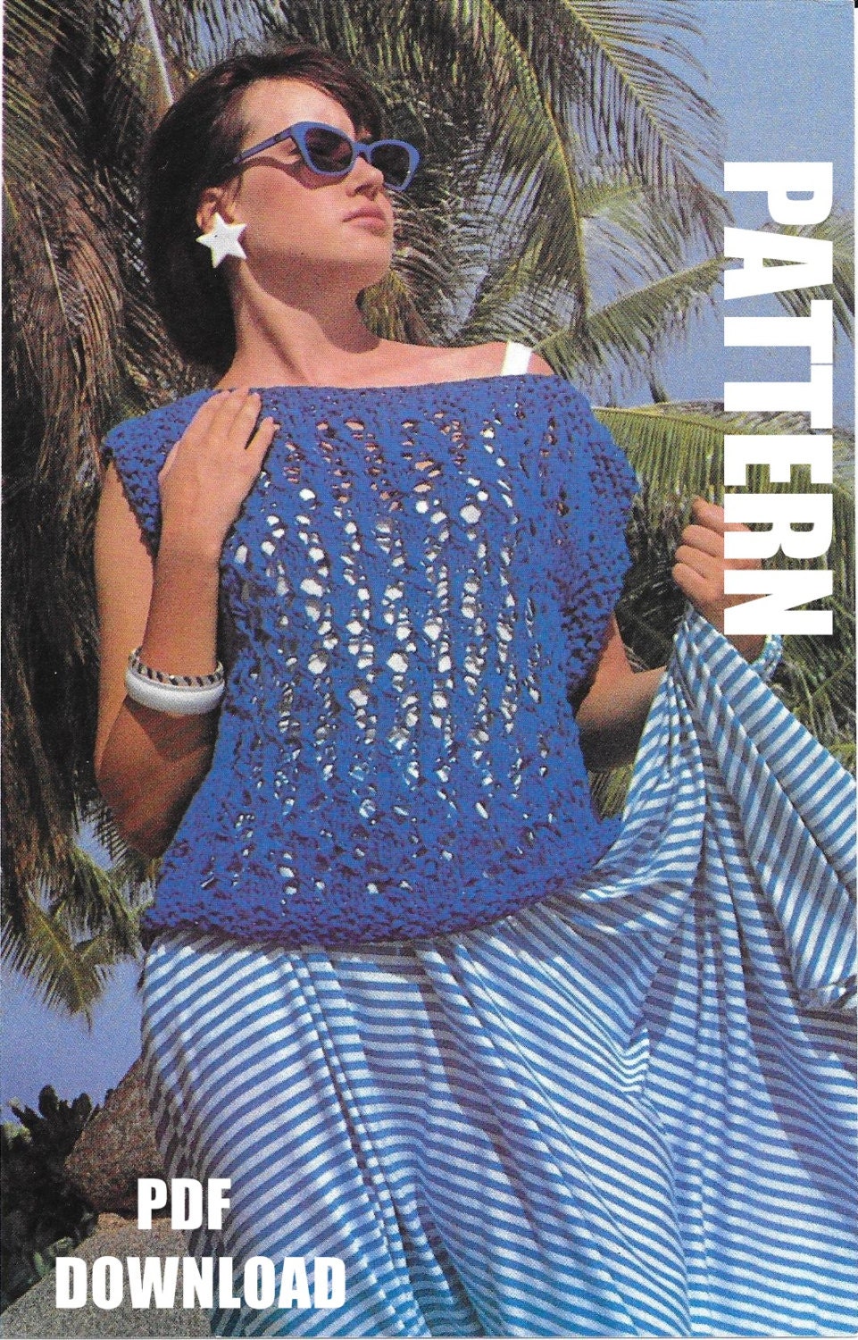 Cotton Summer Top Knitting Pattern Ladies Top PDF Instant - Etsy