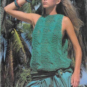 Sleeveless Summer Top, Knitting Pattern, PDF Instant Download, Vintage Ladies Summer Top, Ribbon Top image 3