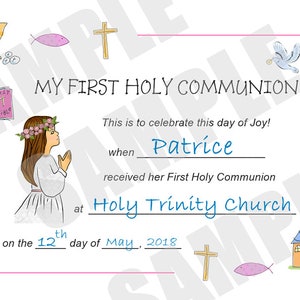 Certificate, First Communion, Kids Certificate, PDF Download, Print Your Own Certificate, Instant Download, Blank fields to fill in yourself image 8