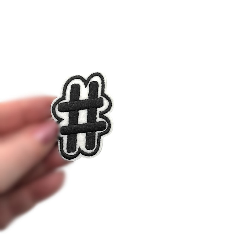 Hashtag, , Iron on Patch, Embroidery Patch, Hashtag Sign, Embroidered