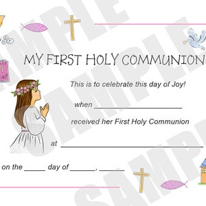 Certificate, First Communion, Kids Certificate, PDF Download, Print Your Own Certificate, Instant Download, Blank fields to fill in yourself image 9