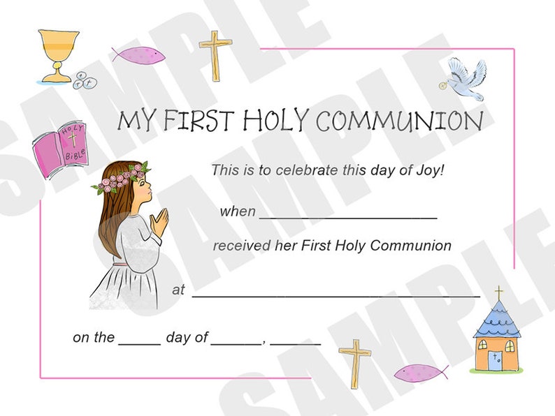 Certificate, First Communion, Kids Certificate, PDF Download, Print Your Own Certificate, Instant Download, Blank fields to fill in yourself image 9