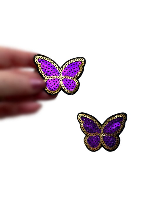 Sequin Butterfly Applique, Sew on Butterfly Applique