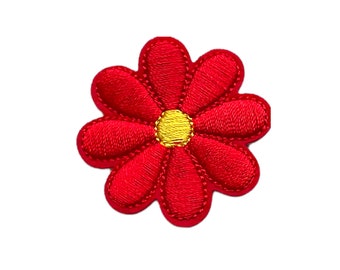 Flower patch, Daisy, Sewing patch, Embroidery patch, Iron On, Red Daisy, Embroidered Flower, Flower Applique