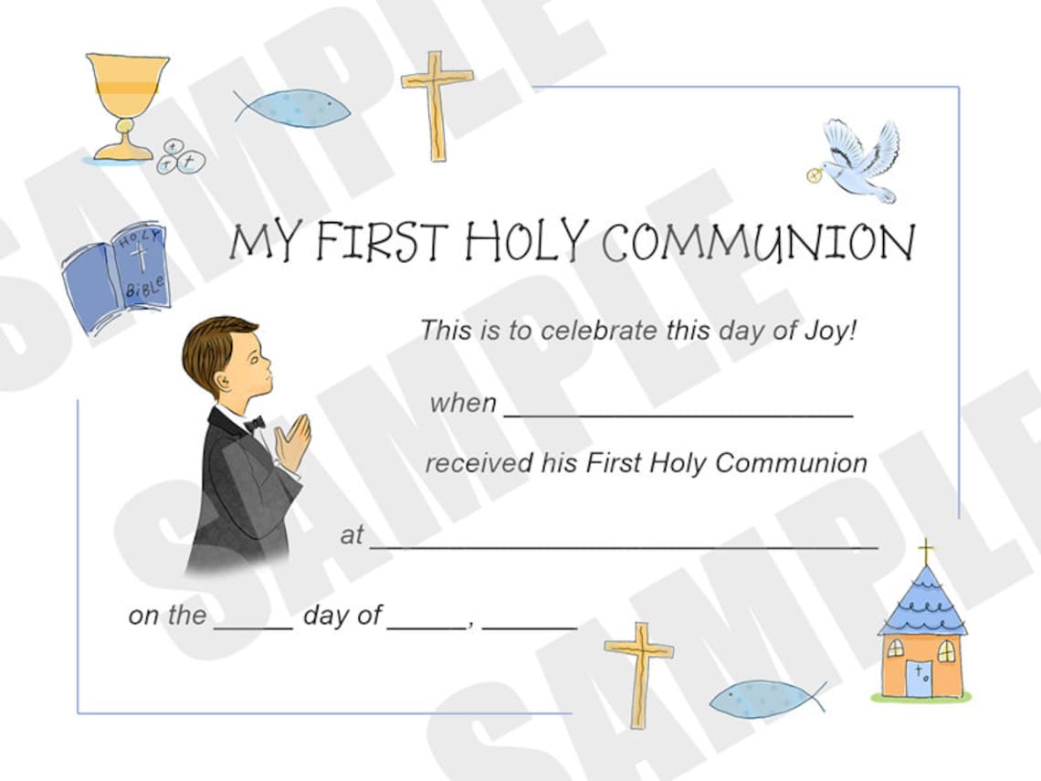 Certificate First Communion Kids Certificate PDF Download Etsy Certificate First Communion Kids Certificate PDF Download Etsy