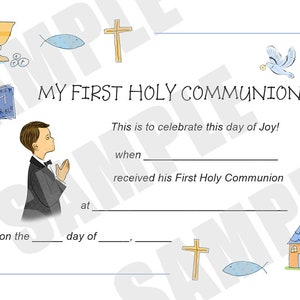 Certificate, First Communion, Kids Certificate, PDF Download, Print Your Own Certificate, Instant Download, Blank fields to fill in yourself image 3