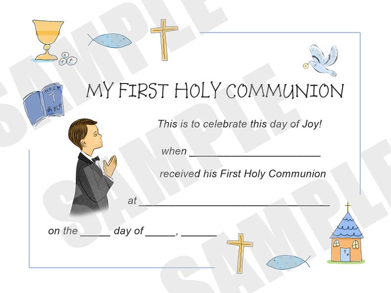 Certificate, First Communion, Kids Certificate, PDF Download, Print Your Own Certificate, Instant Download, Blank fields to fill in yourself image 3