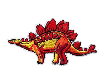 Dinosaur, Iron on patch, Stegosaurus, Embroidery patch, Dinosaur patch, Embroidery Dinosaur, Dino, Red patch, sewing patch